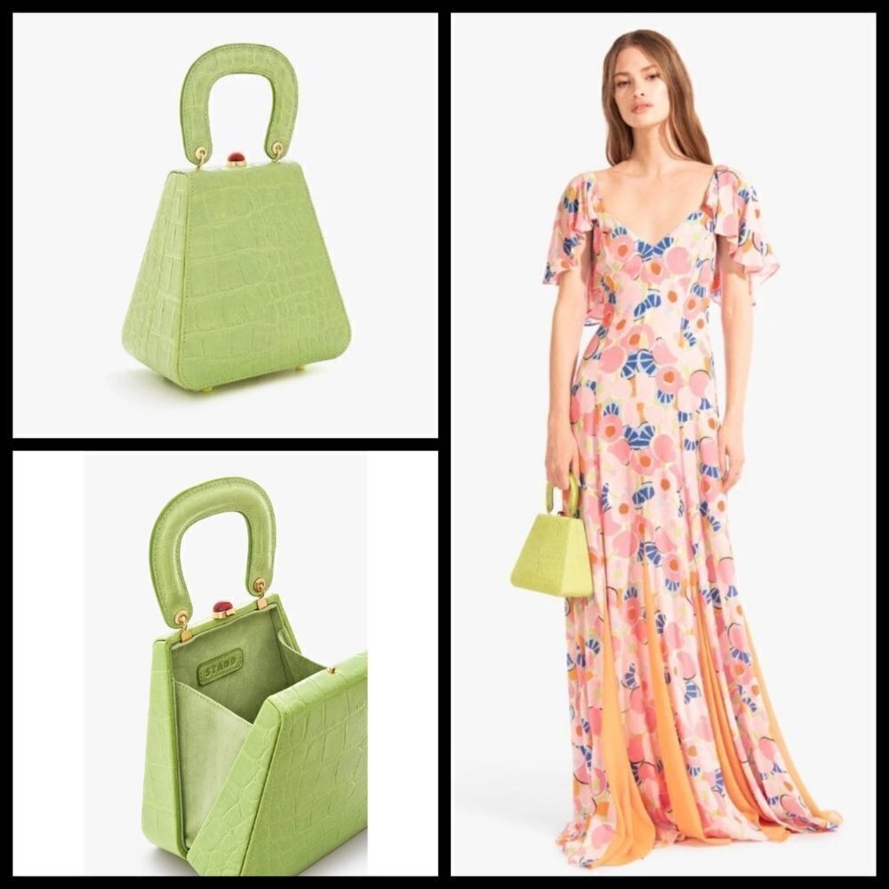 💕STAUD💕 Kenny Bag Pistachio Crocodile Embossed - Picture 3 of 16